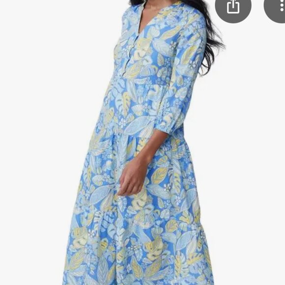 J. Mclaughlin Woman's Cunningham Tropical  Floral Leaf Maxi Dress Sz Med - Picture 1 of 8